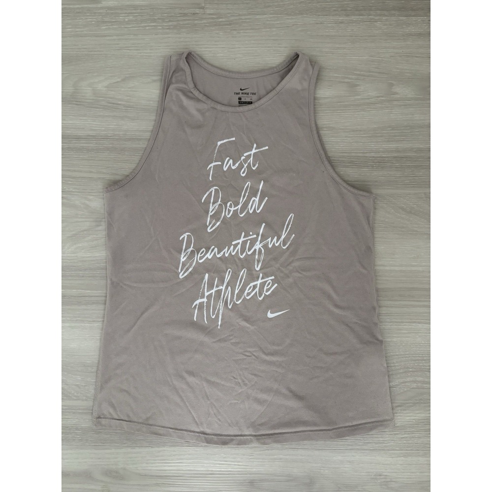 Nike Dri-FIT Tank Top Women Fast Bold Beautiful Athlete Graphic Mauve Size S